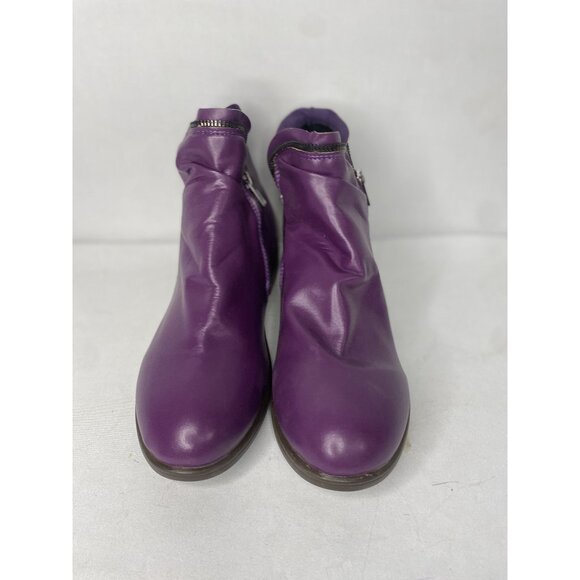 Purple Leather Ankle Boots With Side Zippers Size 11.5 - Picture 1 of 5